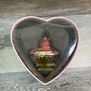 Juicy Couture Cherry Cupcake Christmas Glass Ornament Limited Edition 2007